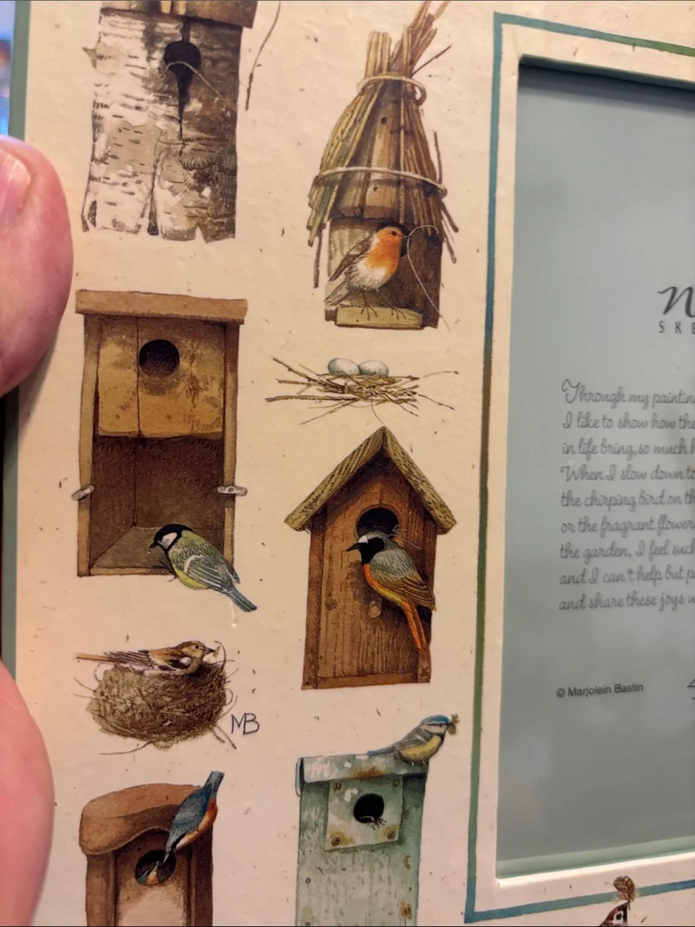 Hallmark Cream Picture Frame with Birdhouses and set of 30 botanical cards